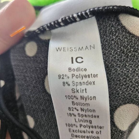 Weissman NWOT child intermediate dance costume lime green black polka dots jazz - Picture 6 of 6